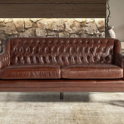 Sofas - 3-seater Chester sofa in cognac brown leather - ANGEL CERDÁ