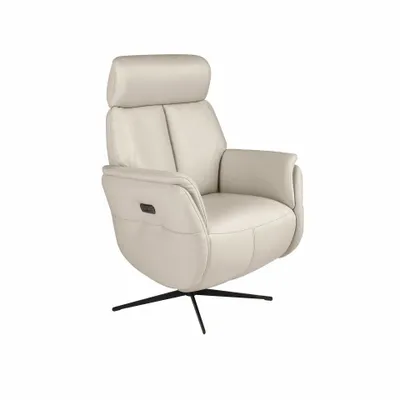 Armchairs - Swivel recliner armchair in pearl grey leather - ANGEL CERDÁ