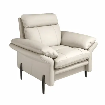 Fauteuils - Fauteuil en cuir gris taupe - ANGEL CERDÁ