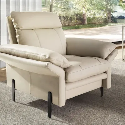 Fauteuils - Fauteuil en cuir gris taupe - ANGEL CERDÁ