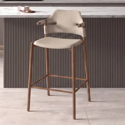 Chairs - Stool in sand-coloured regenerated leather - ANGEL CERDÁ