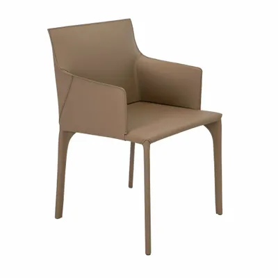 Chairs - Chair in mink-coloured regenerated leather - ANGEL CERDÁ