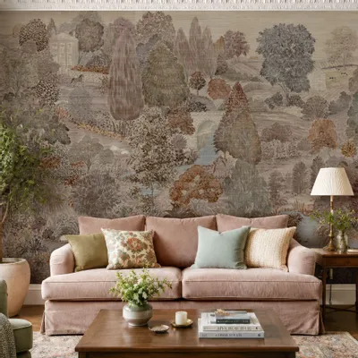Wallpaper - Toothill in Sherbet on Grasscloth - HALEY STUDIOS
