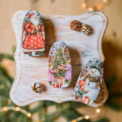 Gifts - Set of 12 oval metal boxes — Vintage Christmas - MAISON ROYAL GARDEN