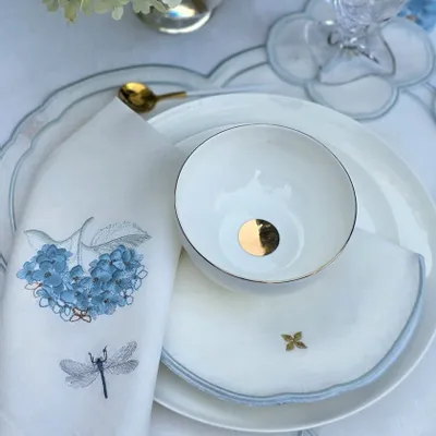 Linge de table textile - FLEUR D'HORTENSIA - serviette, set de table et dessous de verre - ARTIPARIS