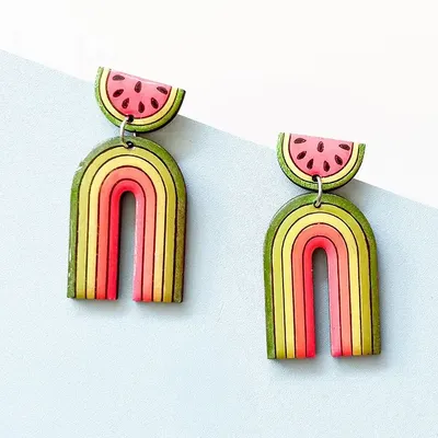 Bijoux - Boucles d'oreilles arc-en-ciel en forme de pastèque - PINTONIK
