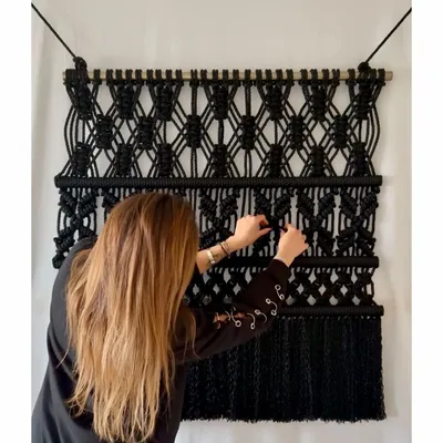 Tapisseries - Tenture Murale Macramé Fondation Noir - NŒULUXE