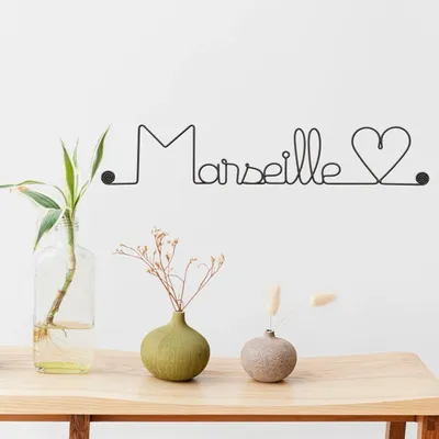 Other wall decoration - Wire Wall Decoration - City -\" Marseille - to be pinned - BIJOUX DE MUR