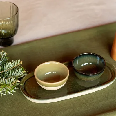 Platter and bowls - Tray ellipse stoneware - KINTA