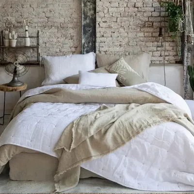 Bed linens - Zeff Flat Sheet Craie 240 X 300 - MAISON VIVARAISE - SDE VIVARAISE WINKLER