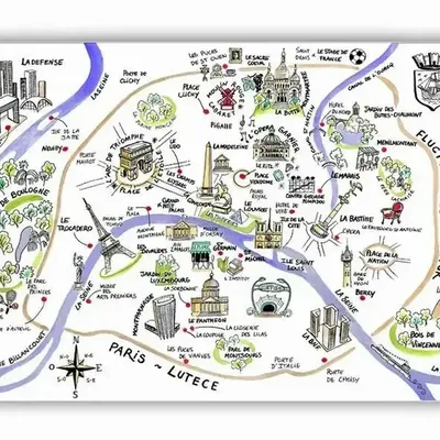Table cloths - Dessin Paris Placemat Set Assortis 45 X 30 - MAISON VIVARAISE - SDE VIVARAISE WINKLER