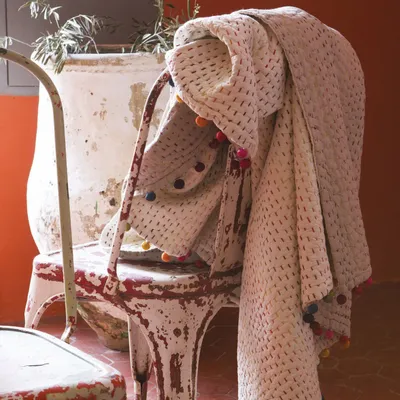 Plaids - Courtepointe Gastounet multico 180 x 180 - MAISON VIVARAISE - SDE VIVARAISE WINKLER
