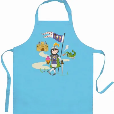 Aprons - Apron Child Chevalier+Dragon Turquoise 52 X 63 - MAISON VIVARAISE - SDE VIVARAISE WINKLER