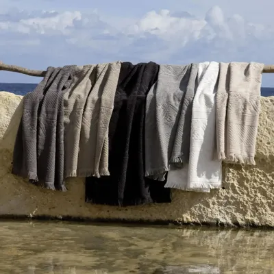 Bath towels - Zoé Guest Towel Orage 30 X 50 - MAISON VIVARAISE - SDE VIVARAISE WINKLER