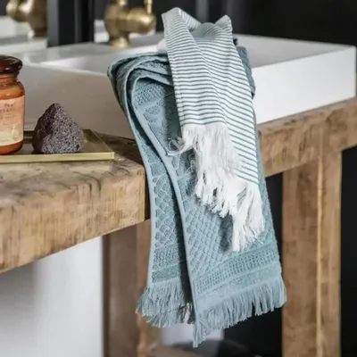 Serviettes de bain - Drap de Bain Zoe Vert de gris 100 x 180 - MAISON VIVARAISE - SDE VIVARAISE WINKLER