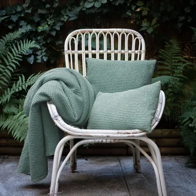 Cushions - Cushion Stonewashed Maia Vert De Gris 30 X 50 - MAISON VIVARAISE - SDE VIVARAISE WINKLER
