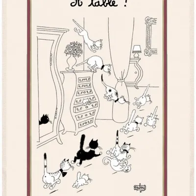 Dish towels - Large tea towel Dubout Retour des courses Écru 60 X 80 - MAISON VIVARAISE - SDE VIVARAISE WINKLER