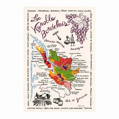 Torchons - Torchon La Carte Des Bordeaux Ecru 48 X 72 - MAISON VIVARAISE - SDE VIVARAISE WINKLER