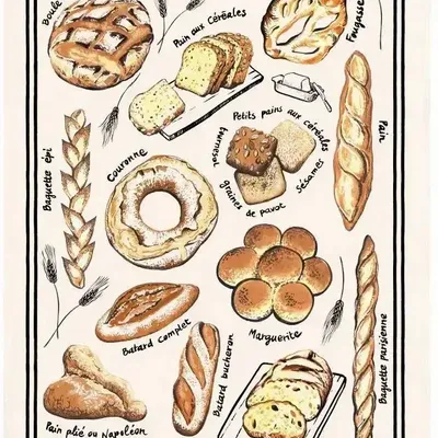 Torchons - Torchon Pains de France Ecru 48 X 72 - MAISON VIVARAISE - SDE VIVARAISE WINKLER