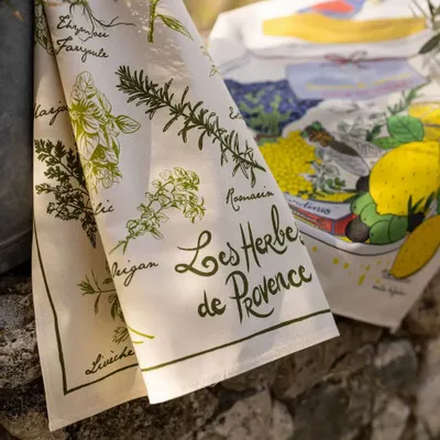Dish towels - Printed tea towel Les herbes de Provence Écru 48 X 72 - MAISON VIVARAISE - SDE VIVARAISE WINKLER