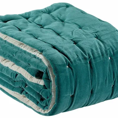 Linge de lit - Chemin de Lit Uni Elise Vert de Gris 90 X 240 - MAISON VIVARAISE - SDE VIVARAISE WINKLER