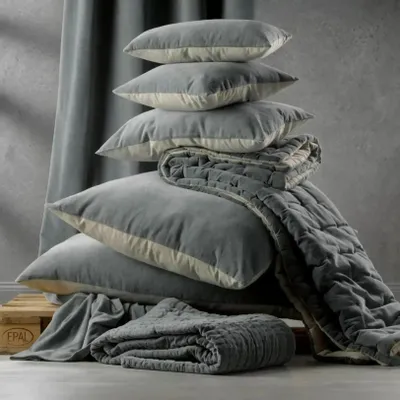 Cushions - Plain Cushion Elise Vert de gris 45 X 45 - MAISON VIVARAISE - SDE VIVARAISE WINKLER