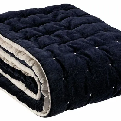 Linge de lit - Chemin de lit uni Elise Cobalt 90 X 240 - MAISON VIVARAISE - SDE VIVARAISE WINKLER
