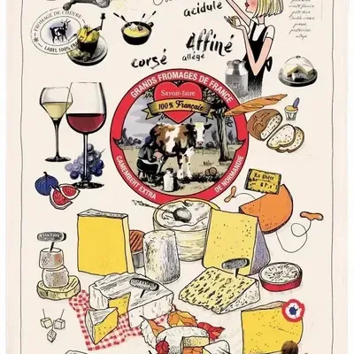 Dish towels - Kitchen Towel Les Grands Fromage Ecru 48 X 72 - MAISON VIVARAISE - SDE VIVARAISE WINKLER