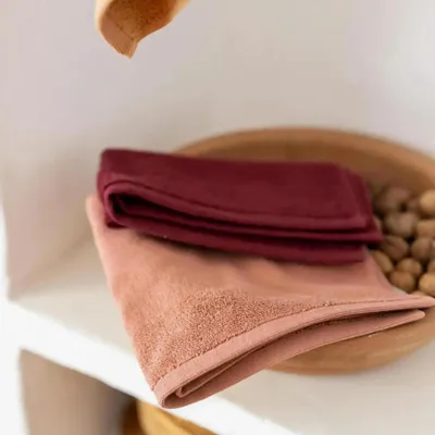 Ustensiles de cuisine - Essuie mains oeillet Curl Lie de vin 50 x 50 - MAISON VIVARAISE - SDE VIVARAISE WINKLER