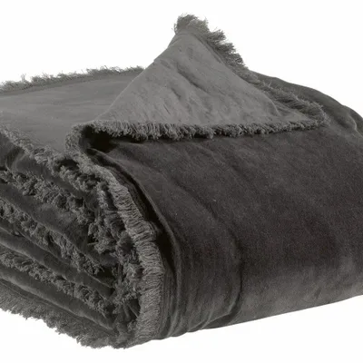 Linge de lit - Jeté uni Fara Ombre 260 x 260 - MAISON VIVARAISE - SDE VIVARAISE WINKLER