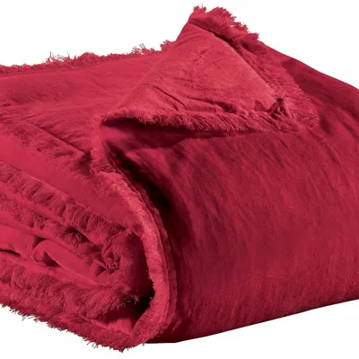 Throw blankets - Plain Fara Throw Rubis 135 X 200 - MAISON VIVARAISE - SDE VIVARAISE WINKLER