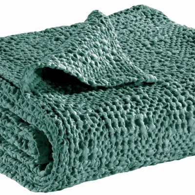 Linge de lit - Jeté Tana Vert de gris 240 x 260 - MAISON VIVARAISE - SDE VIVARAISE WINKLER