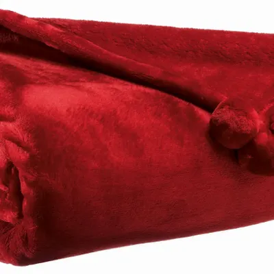Plaids - Plaid Tender pompons Rubis 130 x 170 - MAISON VIVARAISE - SDE VIVARAISE WINKLER
