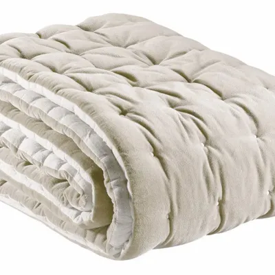 Linge de lit - Jeté uni Elise finition capiton Grège 240 x 260 - MAISON VIVARAISE - SDE VIVARAISE WINKLER