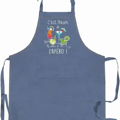 Tabliers de cuisine - Tablier de cuisine L'apéro Jeans 90 x 72 - MAISON VIVARAISE - SDE VIVARAISE WINKLER