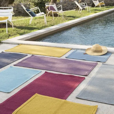 Autres linges de bain - Tapis de bain uni Etia Craie 54 x 110 - MAISON VIVARAISE - SDE VIVARAISE WINKLER