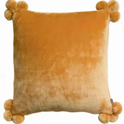 Cushions - Tender Pompons Cushion Ocre 45 X 45 - MAISON VIVARAISE - SDE VIVARAISE WINKLER