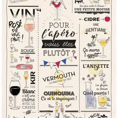 Dish towels - Kitchen Towel Verres Et Aperos Ecru 48 X 72 - MAISON VIVARAISE - SDE VIVARAISE WINKLER