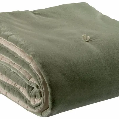 Plaids - Edredon pompons Elise Verveine 80 x 180 - MAISON VIVARAISE - SDE VIVARAISE WINKLER