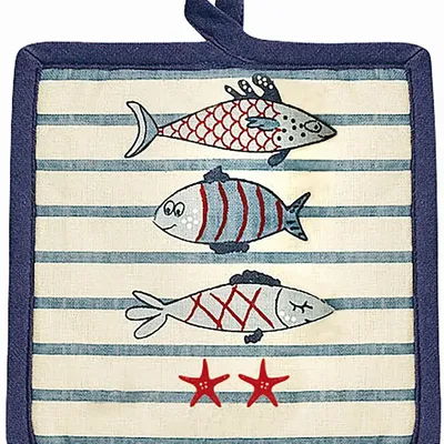 Potholders - New Pesk Pot Holder Bleu 18 X 18 - MAISON VIVARAISE - SDE VIVARAISE WINKLER