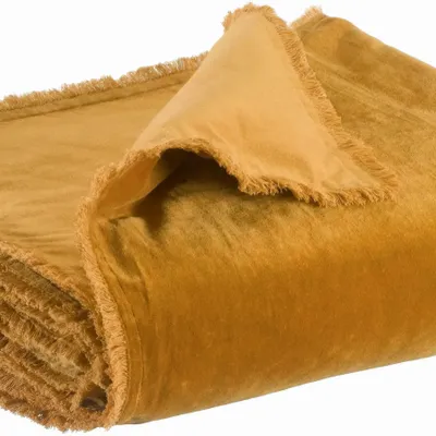 Linge de lit - Édredon uni Fara Safran 85 x 200 - MAISON VIVARAISE - SDE VIVARAISE WINKLER