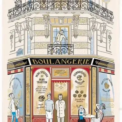 Dish towels - Kitchen Towel Facade Boulangerie Ecru 48 X 72 - MAISON VIVARAISE - SDE VIVARAISE WINKLER