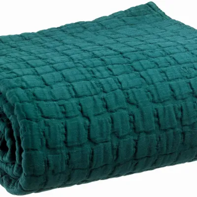Bed linens - Swami Bed Throw Pétrole 180 X 260 - MAISON VIVARAISE - SDE VIVARAISE WINKLER