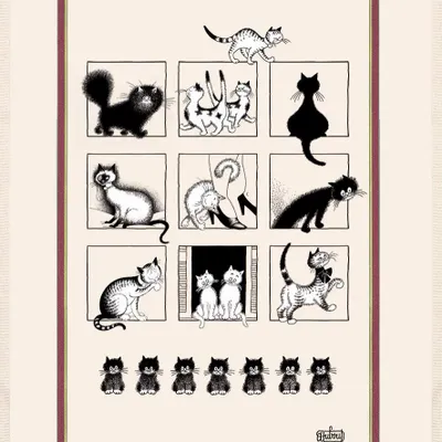 Dish towels - Large tea towel Dubout Galerie de chats Écru 60 X 80 - MAISON VIVARAISE - SDE VIVARAISE WINKLER