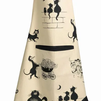Tabliers de cuisine - Tablier de cuisine imprimé Dubout 3 chats Beige 72 x 85 - MAISON VIVARAISE - SDE VIVARAISE WINKLER