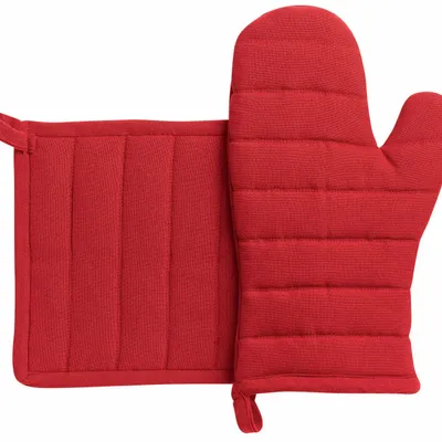Maniques - Lot gant/manique recyclé Jona Rouge 15 x 30 - MAISON VIVARAISE - SDE VIVARAISE WINKLER
