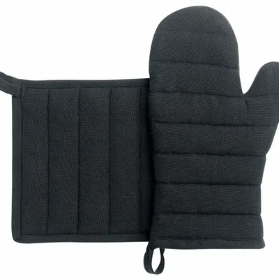 Maniques - Lot gant/manique recyclé Jona Noir 15 x 30 - MAISON VIVARAISE - SDE VIVARAISE WINKLER
