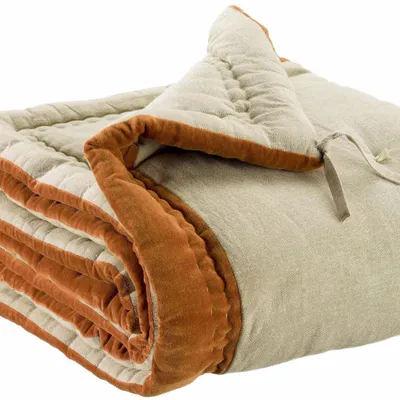 Throw blankets - Comforter Elise Chambray Rouille 80 X 180 - MAISON VIVARAISE - SDE VIVARAISE WINKLER