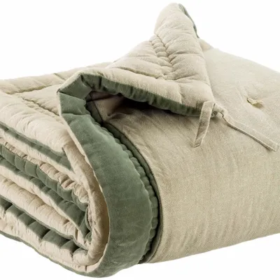 Plaids - Edredon Elise Chambray Verveine 80 x 180 - MAISON VIVARAISE - SDE VIVARAISE WINKLER