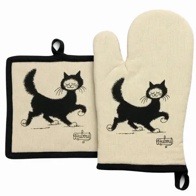 Potholders - Set/2 Glove+Potholder Dubout Chat Balad Beige 18 X 28 - MAISON VIVARAISE - SDE VIVARAISE WINKLER